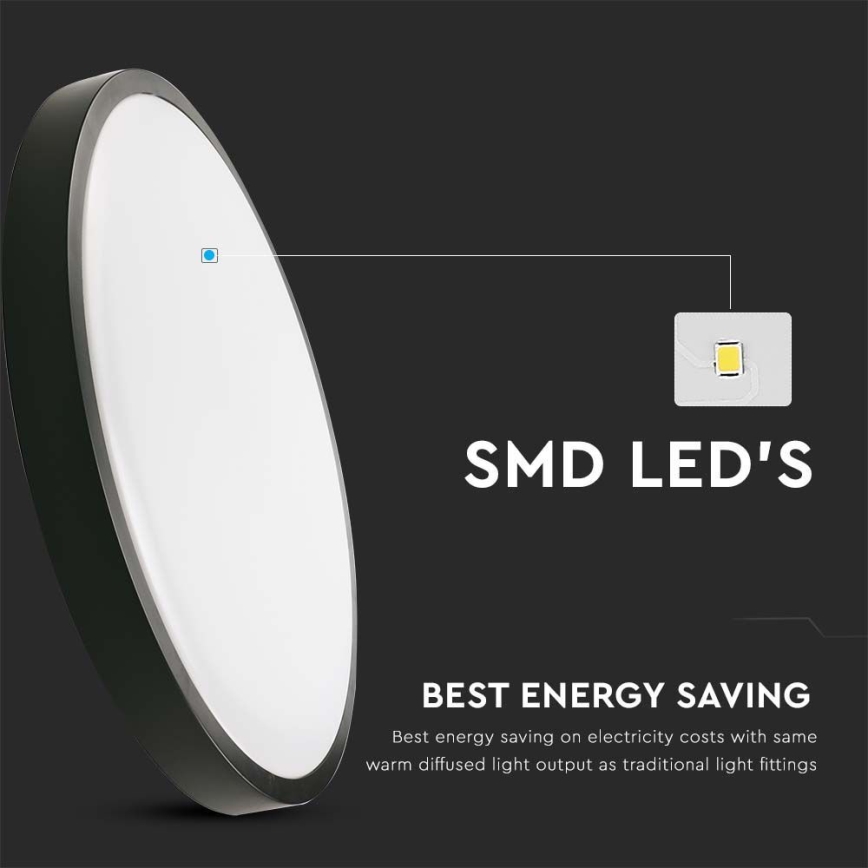 LED Plafon łazienkowy LED/30W/230V 3000K IP44 śr. 42 cm czarny