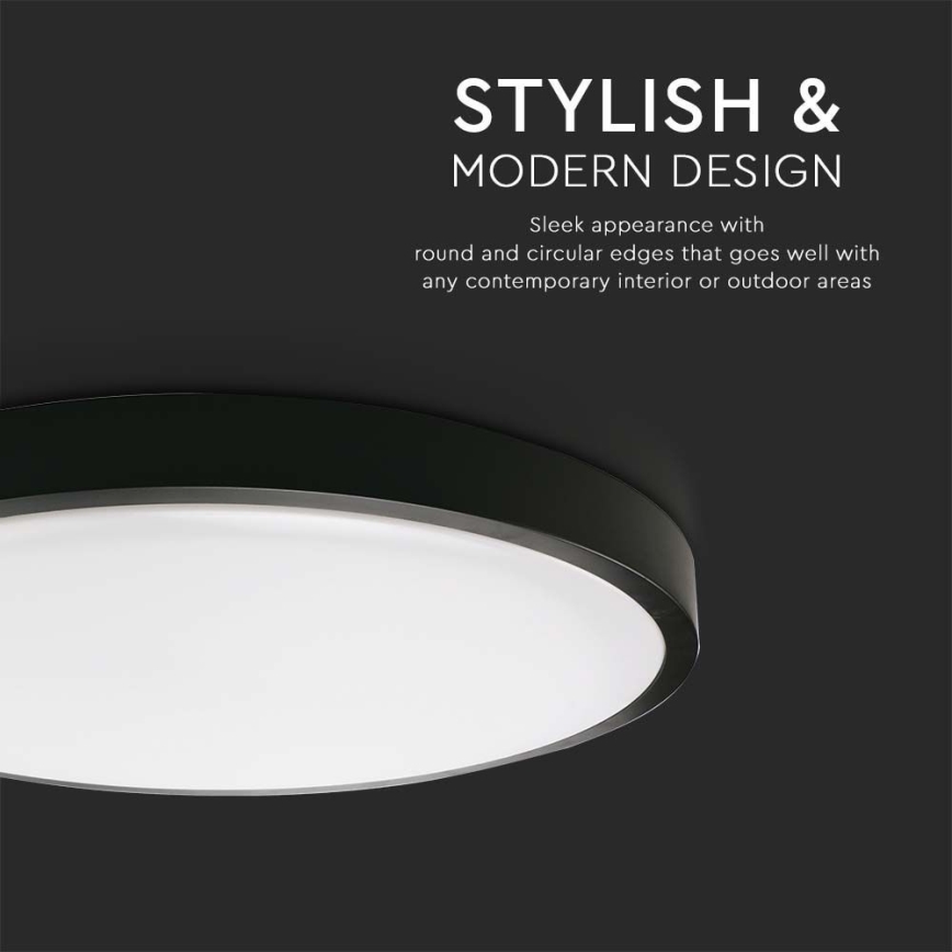 LED Plafon łazienkowy LED/30W/230V 3000K IP44 śr. 42 cm czarny