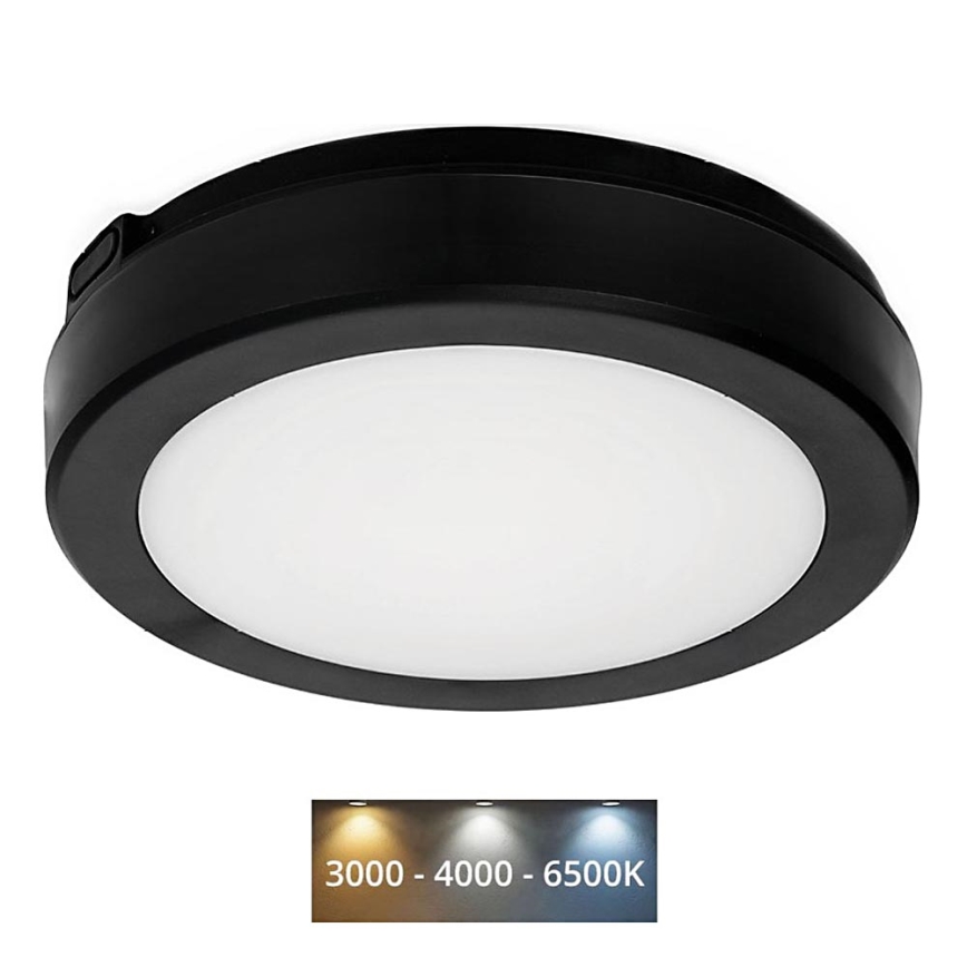LED Plafon łazienkowy NAIROS LED/12W/230V 3000/4000/6500K IP65 śr. 20 cm czarny