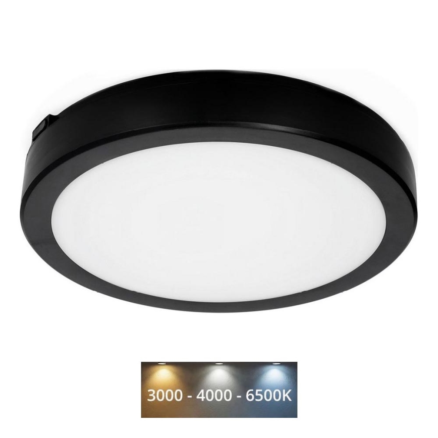 LED Plafon łazienkowy NAIROS LED/18W/230V 3000/4000/6500K IP65 śr. 30 cm czarny