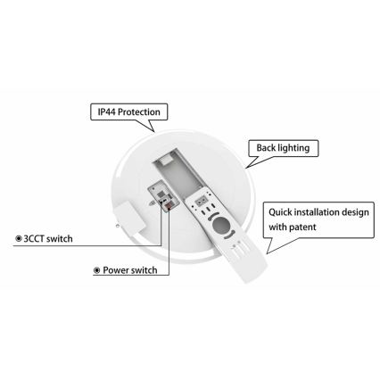 LED Ściemnialny plafon łazienkowy SLIDE LED/6/12/18/24W/230V 2900/4000/6200K IP44 biały