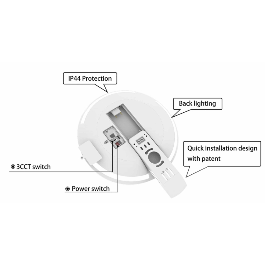 LED Ściemnialny plafon łazienkowy SLIDE LED/6/12/18/24W/230V 2900/4000/6200K IP44 biały