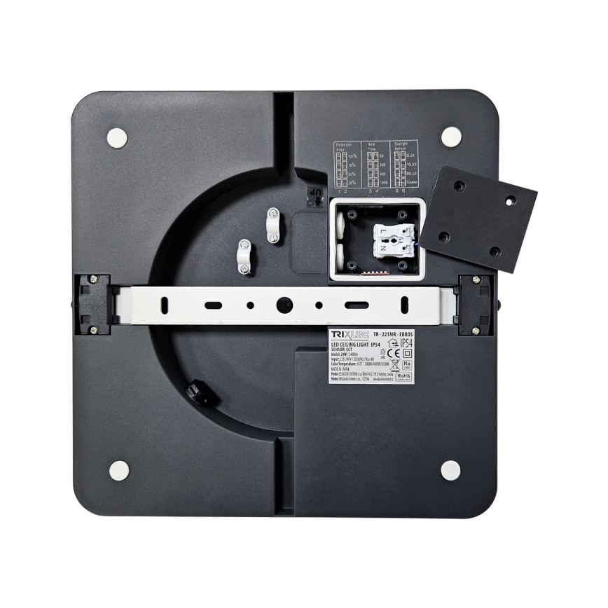 LED Plafon łazienkowy z czujnikiem ELLÉ LED/24W/230V 3000/4000/6500K 26x26 cm IP54 antracyt