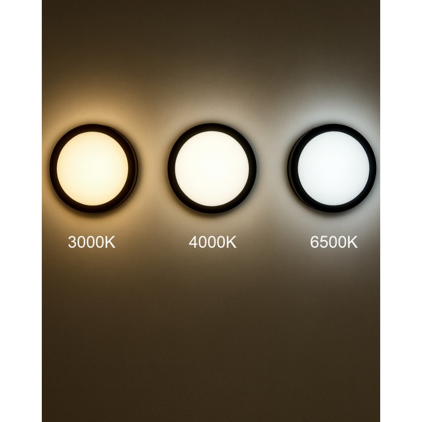 LED Plafon łazienkowy z czujnikiem ELLÉ LED/24W/230V 3000/4000/6500K śr. 26 cm IP54 antracyt