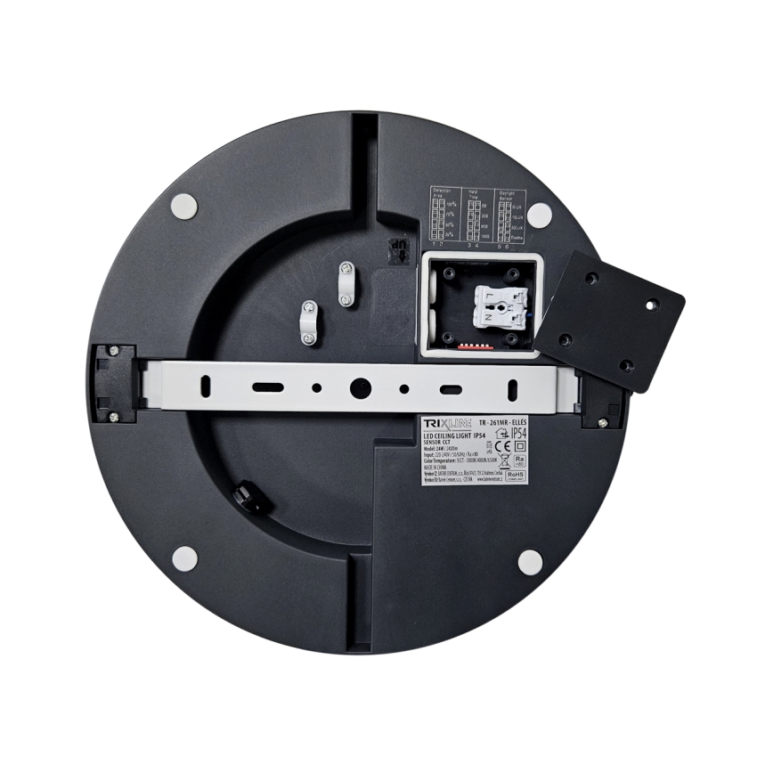 LED Plafon łazienkowy z czujnikiem ELLÉ LED/24W/230V 3000/4000/6500K śr. 26 cm IP54 antracyt