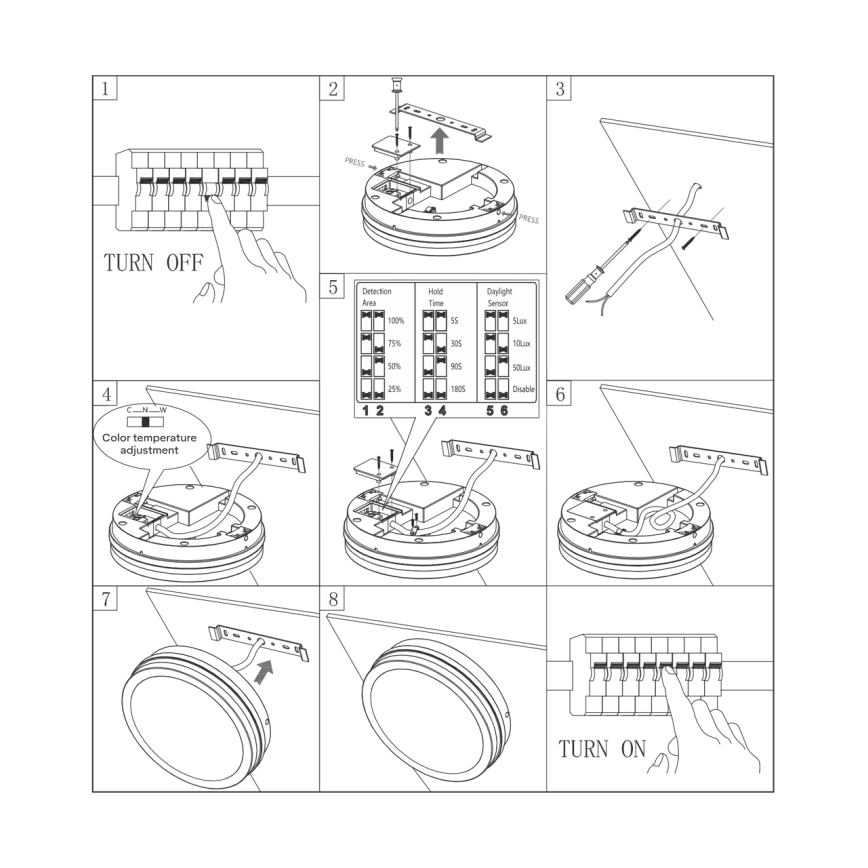 LED Plafon łazienkowy z czujnikiem ELLÉ LED/24W/230V 3000/4000/6500K śr. 26 cm IP54 antracyt