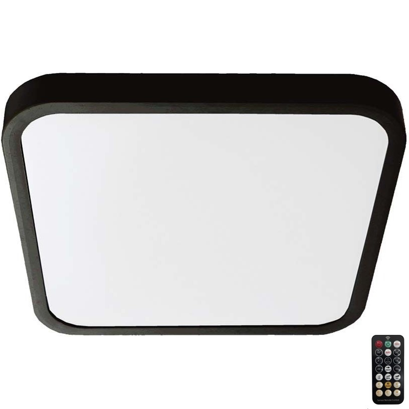 LED Plafon łazienkowy z czujnikiem LED/18W/230V 4000K IP44 29,5x29,5 cm czarny + zdalne sterowanie