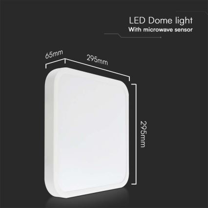 LED Plafon łazienkowy z czujnikiem LED/18W/230V 4000K IP44 29,5x29,5 cm biały + zdalne sterowanie