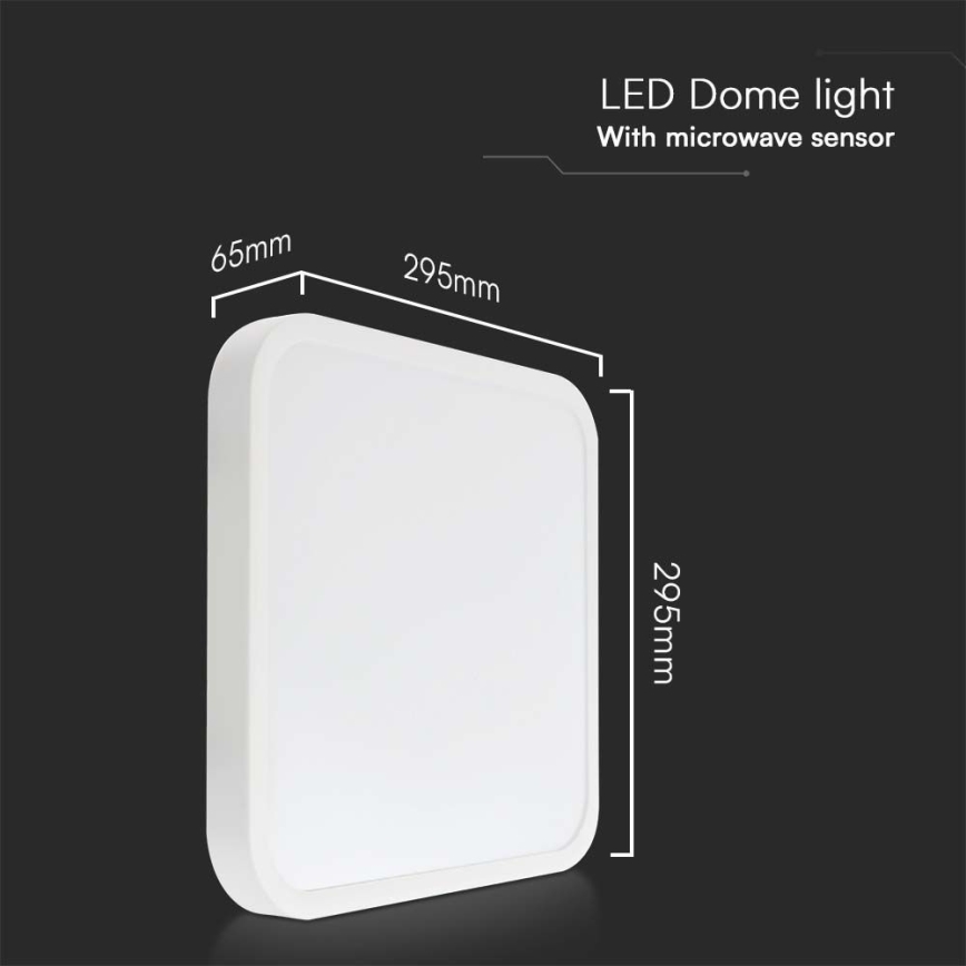 LED Plafon łazienkowy z czujnikiem LED/18W/230V 4000K IP44 29,5x29,5 cm biały + zdalne sterowanie