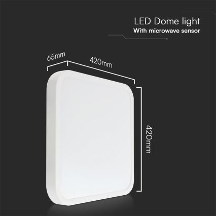 LED Plafon łazienkowy z czujnikiem SAMSUNG CHIP LED/36W/230V IP44 4000K 42x42 cm biały + pilot zdalnego sterowania