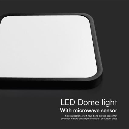 LED Plafon łazienkowy z czujnikiem SAMSUNG CHIP LED/36W/230V IP44 4000K 42x42 cm czarny + pilot zdalnego sterowania