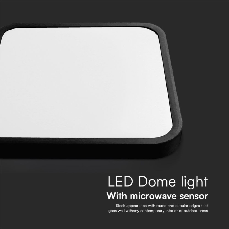 LED Plafon łazienkowy z czujnikiem SAMSUNG CHIP LED/36W/230V IP44 4000K 42x42 cm czarny + pilot zdalnego sterowania