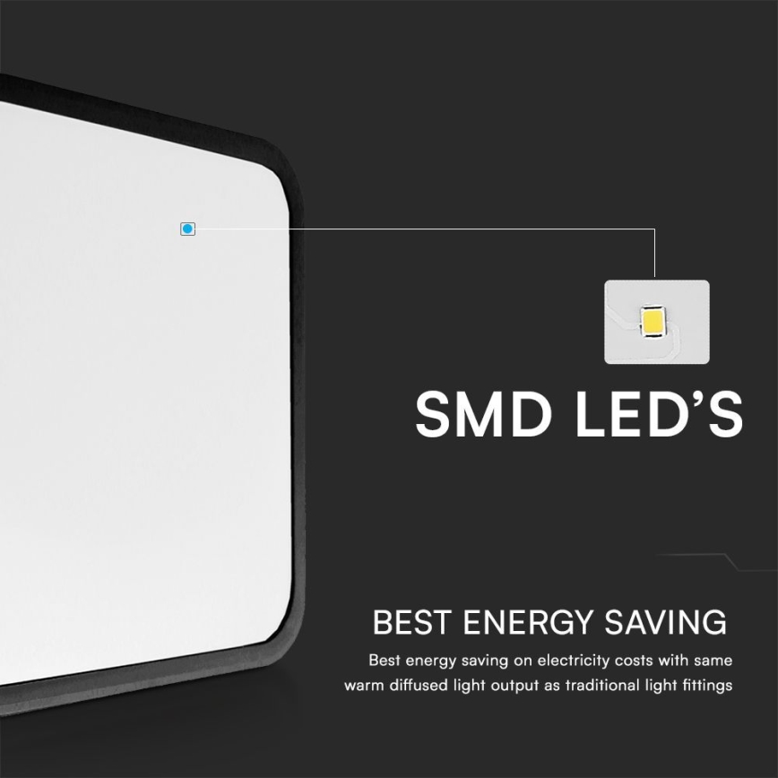 LED Plafon łazienkowy z czujnikiem SAMSUNG CHIP LED/36W/230V IP44 4000K 42x42 cm czarny + pilot zdalnego sterowania