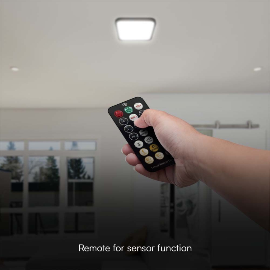 LED Plafon łazienkowy z czujnikiem SAMSUNG CHIP LED/36W/230V IP44 4000K 42x42 cm czarny + pilot zdalnego sterowania