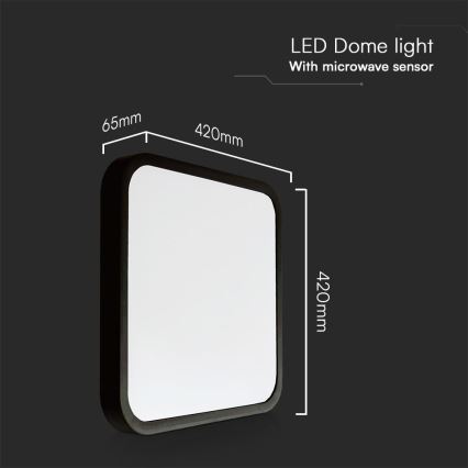 LED Plafon łazienkowy z czujnikiem SAMSUNG CHIP LED/36W/230V IP44 4000K 42x42 cm czarny + pilot zdalnego sterowania