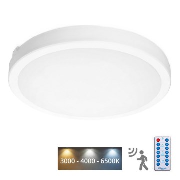 LED Plafon łazienkowy z czujnikiem NAIROS LED/36W/230V IP65 3000/4000/6500K śr. 40 cm biały + zdalne sterowanie