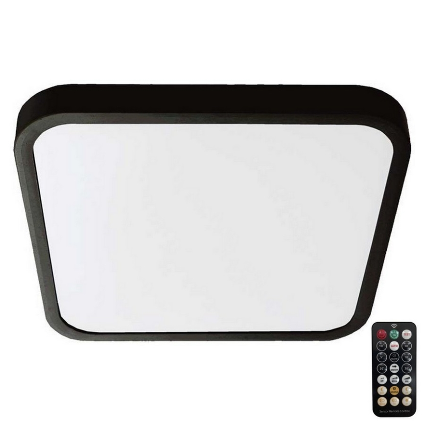 LED Plafon łazienkowy z czujnikiem SAMSUNG CHIP LED/36W/230V IP44 4000K 42x42 cm czarny + pilot zdalnego sterowania
