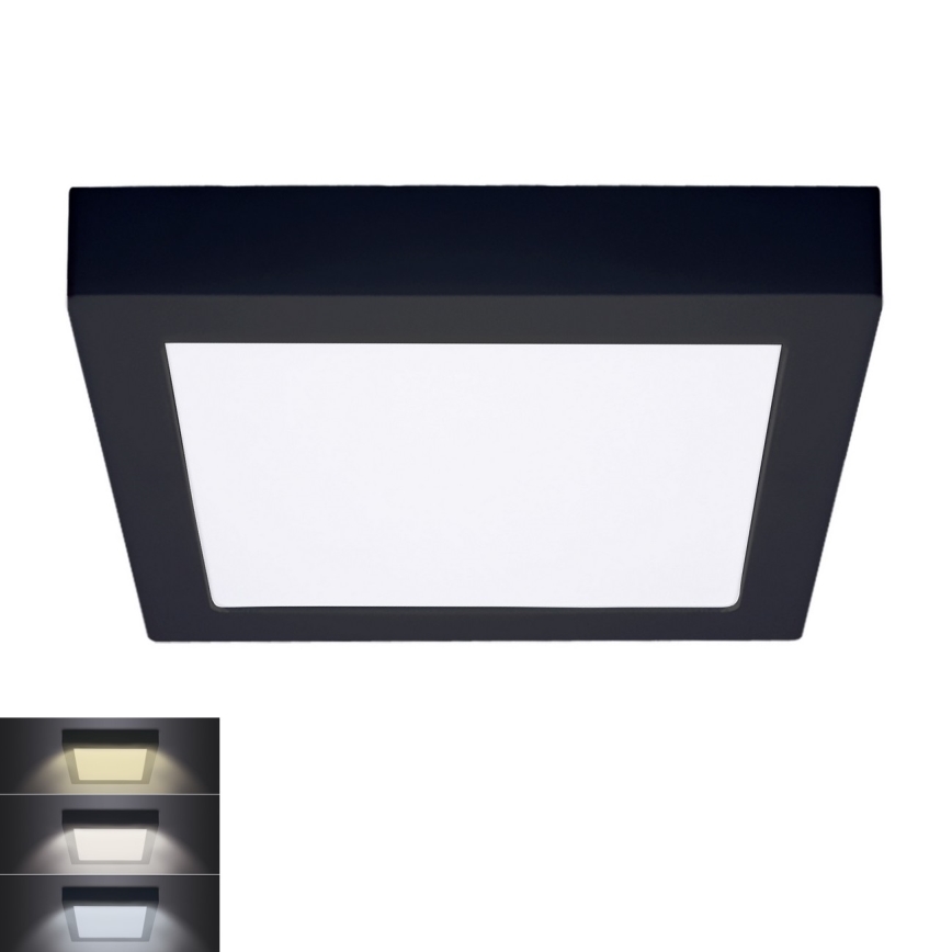 LED Plafon LED/18W/230V 3000/4000/6000K czarny kwadratowy