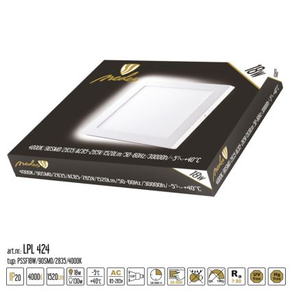 LED Plafon LED/18W/230V 4000K 22,5x22,5 cm