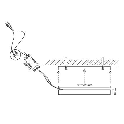 LED Plafon LED/18W/230V 4000K 22,5x22,5 cm