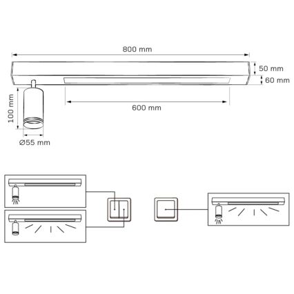 LED Plafon PARIS LED/24W/230V + 1xGU10/10W czarny