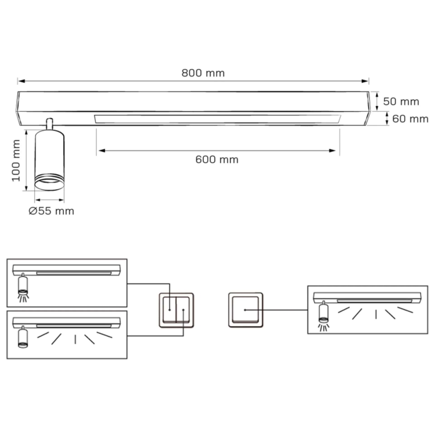 LED Plafon PARIS LED/24W/230V + 1xGU10/10W czarny