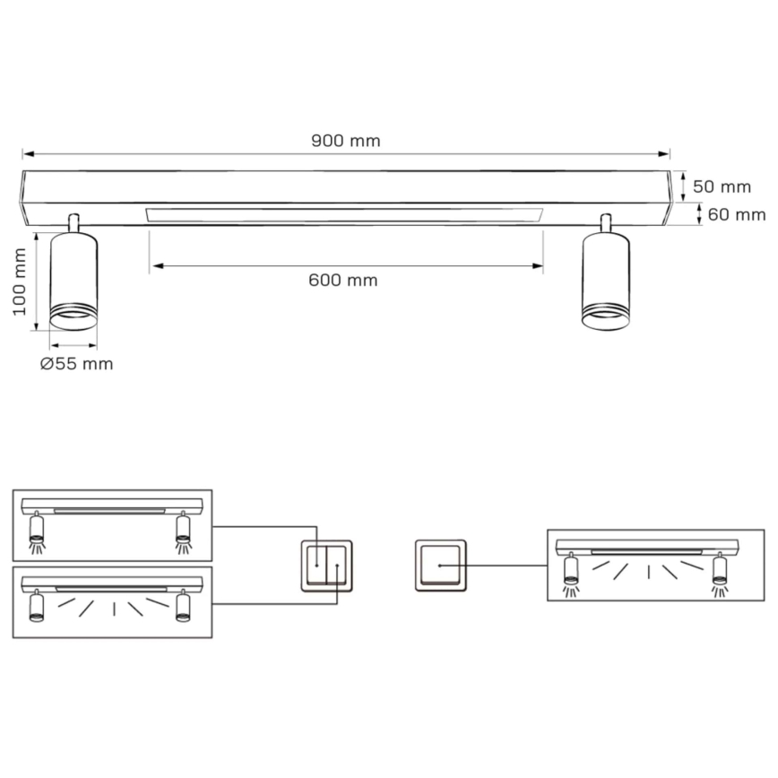 LED Plafon PARIS LED/24W/230V + 2xGU10/10W czarny