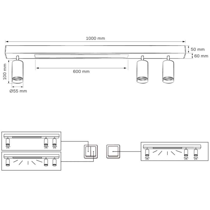 LED Plafon PARIS LED/24W/230V + 3xGU10/10W czarny