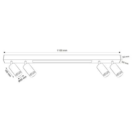 LED Plafon PARIS LED/24W/230V + 4xGU10/10W czarny