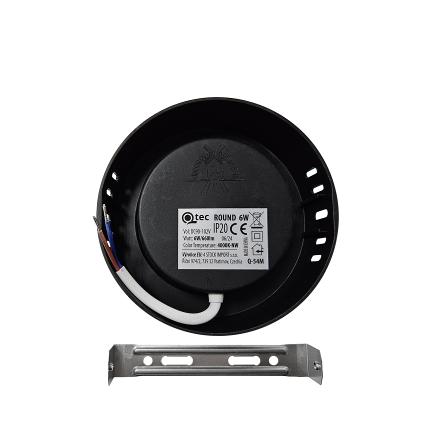 LED Plafon ROUND LED/6W/230V 4000K śr. 12,1 cm czarny