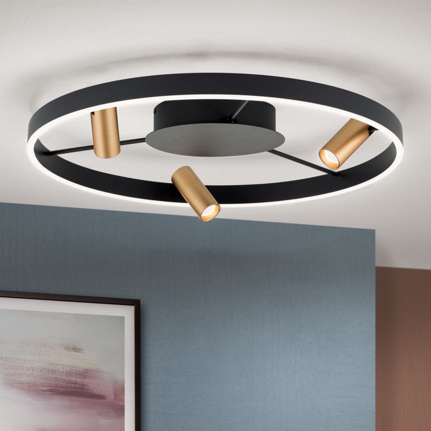 LED Plafon ściemnialny BERLIN LED/50W/230V czarny/złoty