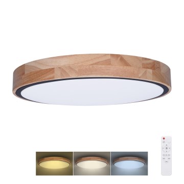 LED Plafon ściemnialny IRON OAK LED/48W/230V 3000-6500K dąb śr. 40 cm + pilot zdalnego sterowania