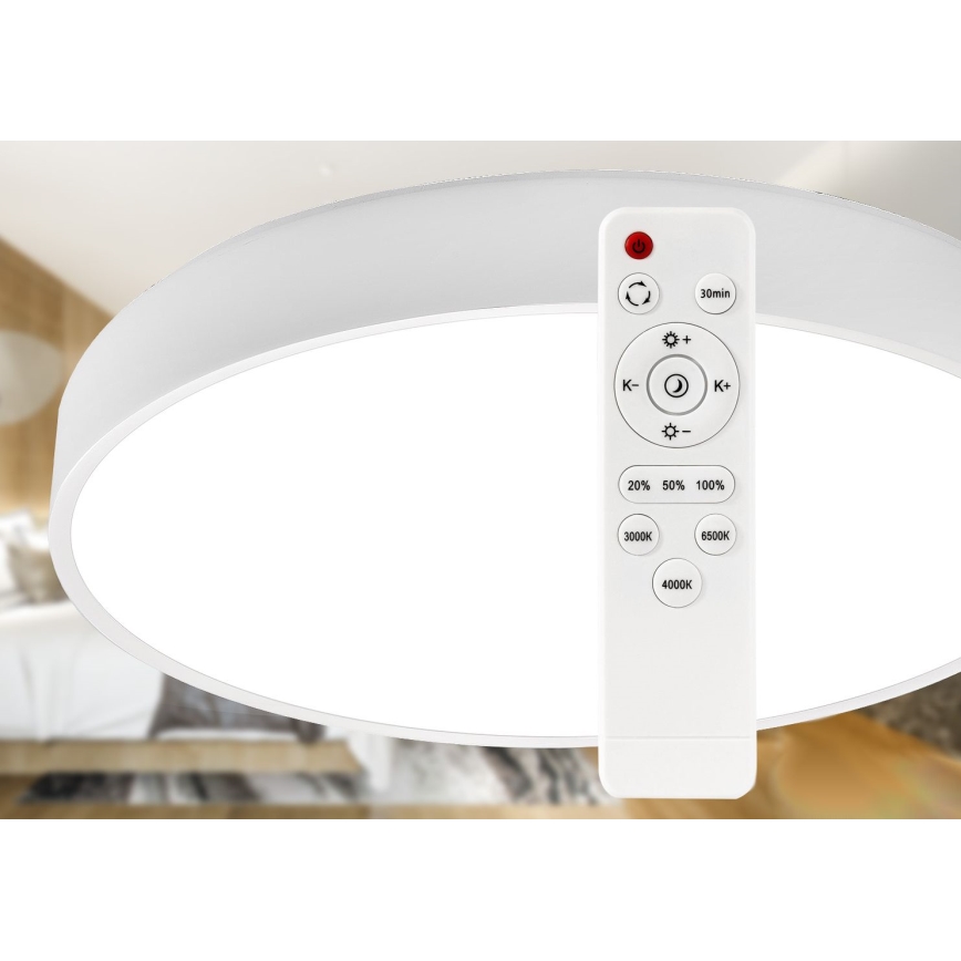 LED Plafon ściemnialny LED/30W/230V 3000-6500K śr. 30 cm biały + pilot zdalnego sterowania