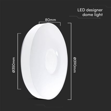 LED Plafon ściemnialny LED/40W/230V 3000-6500K 39 cm biały + pilot zdalnego sterowania