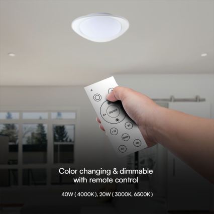 LED Plafon ściemnialny LED/40W/230V 3000-6500K 45 cm biały + pilot zdalnego sterowania