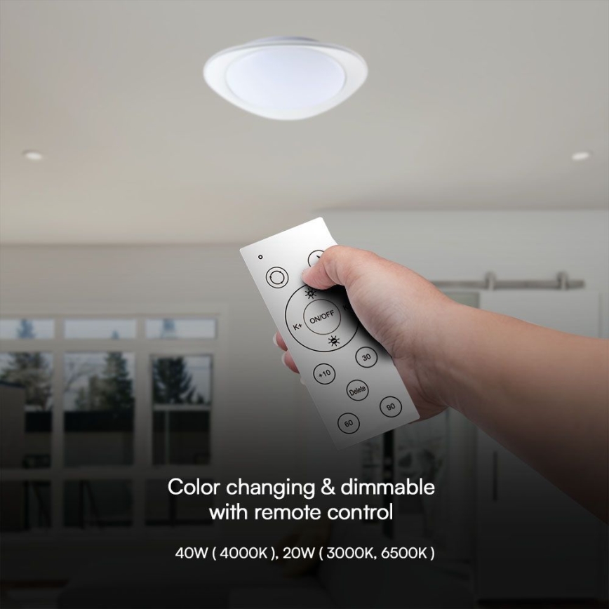 LED Plafon ściemnialny LED/40W/230V 3000-6500K 45 cm biały + pilot zdalnego sterowania