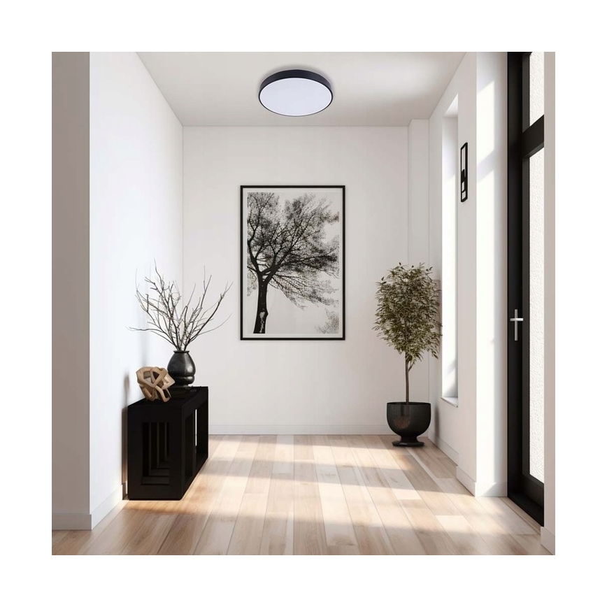 LED Plafon ściemnialny LED/40W/230V 3000-6500K śr. 40 cm czarny + pilot zdalnego sterowania