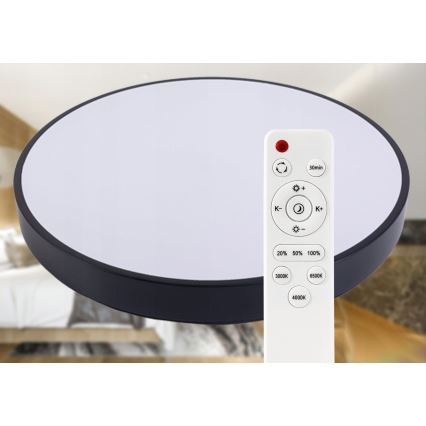 LED Plafon ściemnialny LED/40W/230V 3000-6500K śr. 40 cm czarny + pilot zdalnego sterowania
