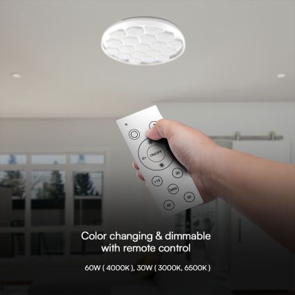 LED Plafon ściemnialny LED/60W/230V 3000/4000/6500K + zdalne sterowanie