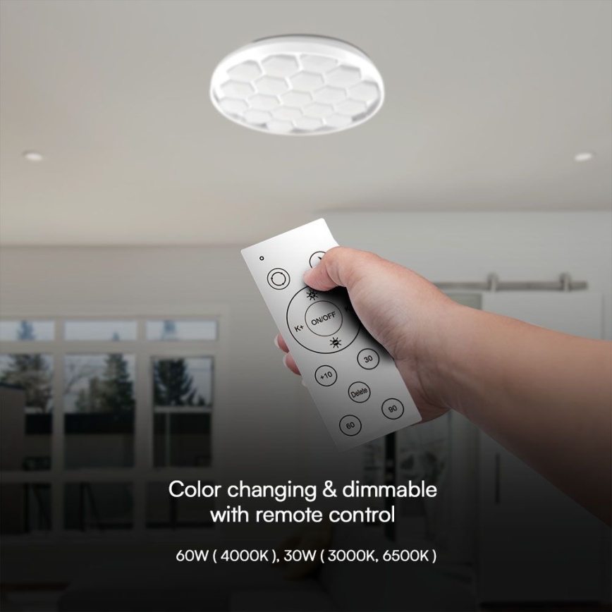 LED Plafon ściemnialny LED/60W/230V 3000/4000/6500K + zdalne sterowanie