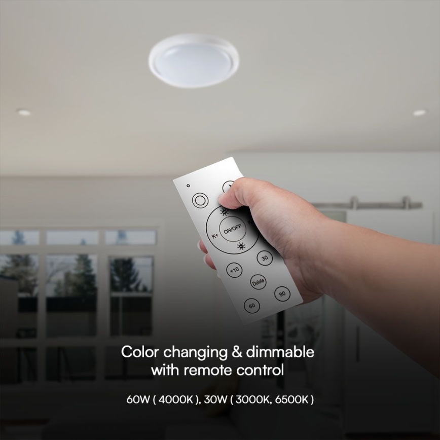 LED Plafon ściemnialny LED/60W/230V 3000-6500K 49,2 cm biały + pilot zdalnego sterowania