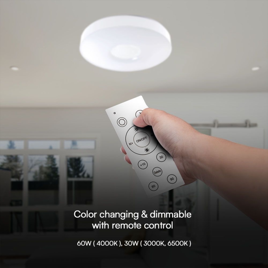 LED Plafon ściemnialny LED/60W/230V 3000-6500K 49,5 cm biały + pilot zdalnego sterowania
