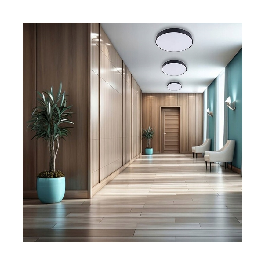 LED Plafon ściemnialny LED/60W/230V 3000-6500K śr. 60 cm czarny + pilot zdalnego sterowania
