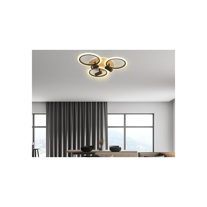 LED Plafon ściemnialny LED/70W/230V 3000-6500K czarny/brązowy + pilot zdalnego sterowania