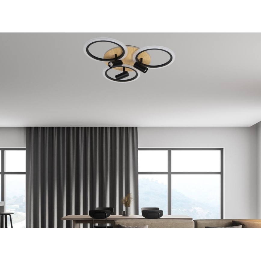 LED Plafon ściemnialny LED/70W/230V 3000-6500K czarny/brązowy + pilot zdalnego sterowania