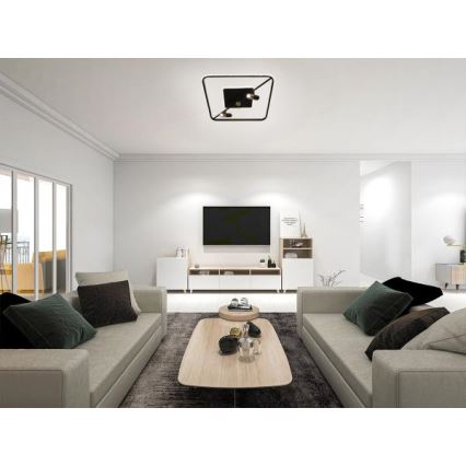 LED Plafon ściemnialny LED/70W/230V 3000-6500K czarny + pilot zdalnego sterowania