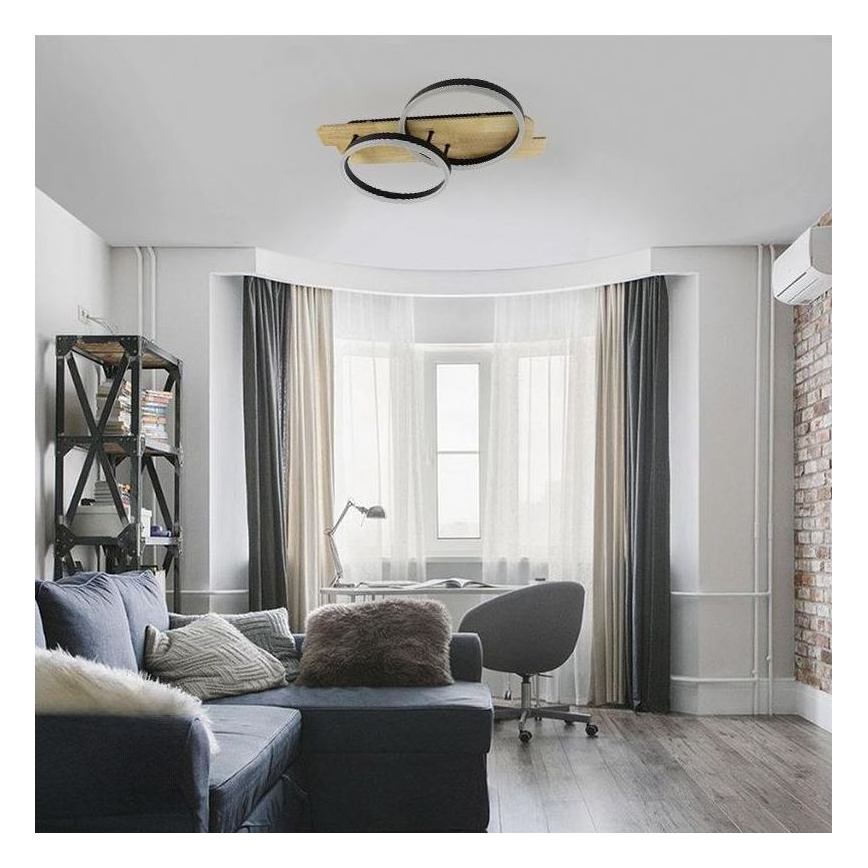 LED Plafon ściemnialny LED/70W/230V 3000-6500K dąb + pilot zdalnego sterowania