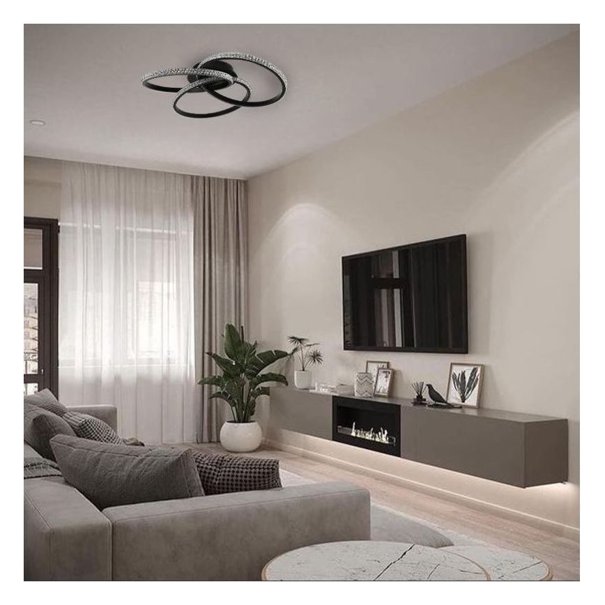 LED Plafon ściemnialny LED/70W/230V 3000-6500K czarny + pilot zdalnego sterowania