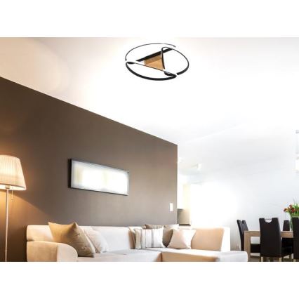LED Plafon ściemnialny LED/75W/230V 3000-6500K brązowy/czarny + pilot zdalnego sterowania