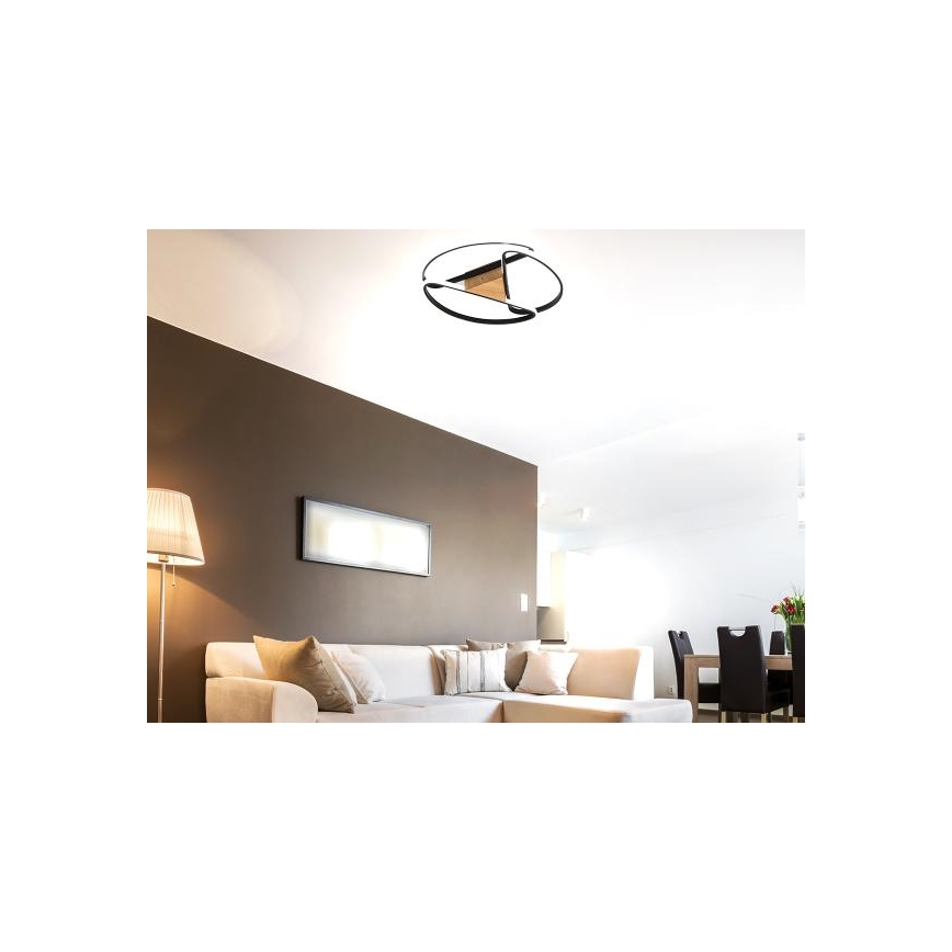 LED Plafon ściemnialny LED/75W/230V 3000-6500K brązowy/czarny + pilot zdalnego sterowania